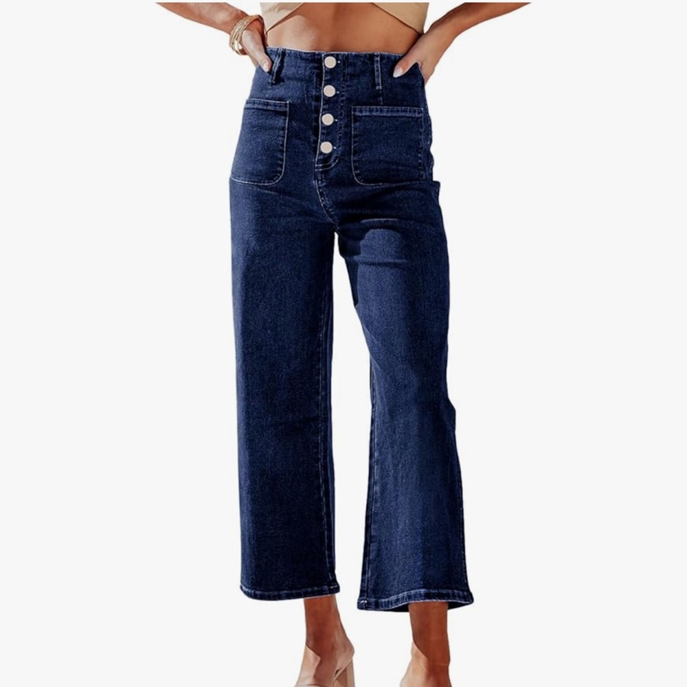 High-Waisted Dark Blue Jeans